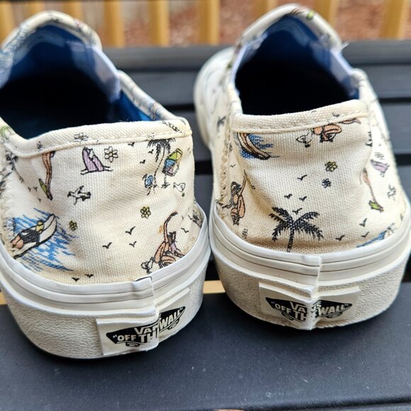 Vans "Off The Wall" Slip-ons - Surfer design - Blue Ultracush insole RARE?  Wm 7 - Picture 4 of 7
